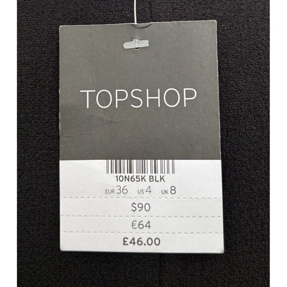 TOPSHOP Wrap Dress US 4 Black LBD Knee Length Pockets Crepe Stretch NEW - Picture 5 of 6